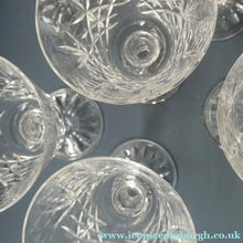 Load image into Gallery viewer, Vintage SET of SIX Edinburgh Crystal Goblets. LOMOND PATTERN (Square Bowl). 5 1/2 inches
