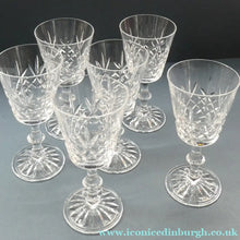 Load image into Gallery viewer, Vintage SET of SIX Edinburgh Crystal Goblets. LOMOND PATTERN (Square Bowl). 5 1/2 inches
