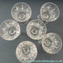 Load image into Gallery viewer, Vintage SET of SIX Edinburgh Crystal Goblets. LOMOND PATTERN (Square Bowl). 5 1/2 inches
