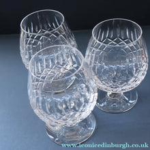 Load image into Gallery viewer, EDINBURGH CRYSTAL. THREE Large Brandy Glasses. Appin Pattern. 4 1/2 inches

