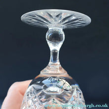 Load image into Gallery viewer, EDINBURGH CRYSTAL. THREE Small Wine Glasses LOMOND PATTERN (Round Bowl). 4 3/4 inches
