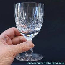 Load image into Gallery viewer, EDINBURGH CRYSTAL. THREE Small Wine Glasses LOMOND PATTERN (Round Bowl). 4 3/4 inches
