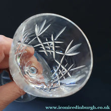 Load image into Gallery viewer, EDINBURGH CRYSTAL. THREE Small Wine Glasses LOMOND PATTERN (Round Bowl). 4 3/4 inches
