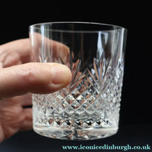 Load image into Gallery viewer, Edinburgh Crystal. Three Stylish Whisky Tumblers. Unidentified Pattern. 3 1/4 inches - VINTAGE CRYSTAL GLASSES
