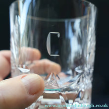 Load image into Gallery viewer, THREE Vintage Edinburgh Crystal Whisky Tumblers / Glasses. STAR OF EDINBURGH. Engraved with letter "C" 
