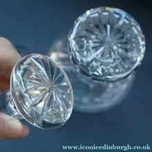 Load image into Gallery viewer, EDINBURGH CRYSTAL. Vintage PAIR of 1980s Mallet Shape Whisky Decanters STAR OF EDINBURGH Pattern
