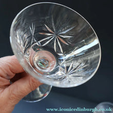 Load image into Gallery viewer, EDINBURGH CRYSTAL. Vintage PAIR of Champagne Coups / Tall Sherbet Glasses. STAR OF EDINBURGH Pattern: 5 1/8 inches
