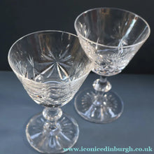 Load image into Gallery viewer, EDINBURGH CRYSTAL. Vintage PAIR of Champagne Coups / Tall Sherbet Glasses. STAR OF EDINBURGH Pattern: 5 1/8 inches
