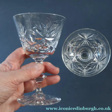 Load image into Gallery viewer, EDINBURGH CRYSTAL. Vintage PAIR of Champagne Coups / Tall Sherbet Glasses. STAR OF EDINBURGH Pattern: 5 1/8 inches
