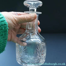 Load image into Gallery viewer, EDINBURGH CRYSTAL. Vintage PAIR of 1980s Mallet Shape Whisky Decanters STAR OF EDINBURGH Pattern
