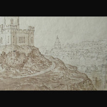 Load image into Gallery viewer, SCOTTISH ART. Antique TOPOGRAPHICAL Pencil Sketch of Edinburgh from Calton Hill. Dated 1819
