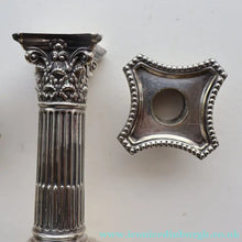 Load image into Gallery viewer, EDWARDIAN: Fine Pair of William Hutton &amp; Sons (Sheffield) Silver Plated Dwarf Corinthian Column Candlesticks
