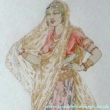 Load image into Gallery viewer, Elyse Lord 1930s Original WATERCOLOUR. Indian Lady Holding a Bird
