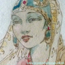 Load image into Gallery viewer, Elyse Lord 1930s Original WATERCOLOUR. Indian Lady Holding a Bird

