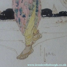 Load image into Gallery viewer, Elyse Lord 1930s Original WATERCOLOUR. Indian Lady Holding a Bird
