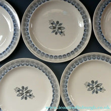 Load image into Gallery viewer, Vintage 1950s Wedgwood FIVE DESSERT PLATES. Persephone / Harvest Festival Pattern with Stylised Fish
