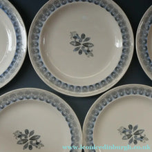 Load image into Gallery viewer, Vintage 1950s Wedgwood FIVE DESSERT PLATES. Persephone / Harvest Festival Pattern with Stylised Fish

