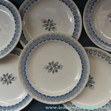 Load image into Gallery viewer, Vintage 1950s Wedgwood SIX DINNER PLATES. Persephone / Harvest Festival Pattern with Stylised Fish. 10 inches
