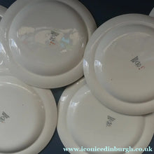 Load image into Gallery viewer, Vintage 1950s Wedgwood SIX DINNER PLATES. Persephone / Harvest Festival Pattern with Stylised Fish. 10 inches
