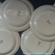 Load image into Gallery viewer, Vintage 1950s Wedgwood SIX DINNER PLATES. Persephone / Harvest Festival Pattern with Stylised Fish. 10 inches
