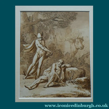 Load image into Gallery viewer, EUROPEAN SCHOOL. 18th Century Pen and Ink Drawing. Mercury and Argus
