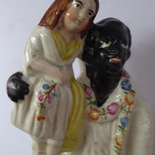 Load image into Gallery viewer, Victorian Staffordshire ANTIQUE Figurine of Uncle Tom and Little Eva  (c 1855). Literary Interest: Uncle Tom&#39;s Cabin
