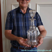 Load image into Gallery viewer, EXCEPTIONAL Victorian Bell Decanter with Original Stopper with Facet Cut Ribbing: 13 1/2 inches in height
