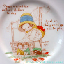 Load image into Gallery viewer, EXTREMELY RARE 1920s Paragon Beatrice Mallet Children's Side Plate: Pam's Washed Her Dollies Clothes
