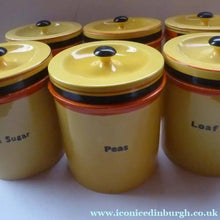 Load image into Gallery viewer, Rare Carlton Ware Large Art Deco Storage Jars 1930s Sunshine Yellow Geometic Pattern
