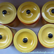 Load image into Gallery viewer, Rare Carlton Ware Large Art Deco Storage Jars 1930s Sunshine Yellow Geometic Pattern
