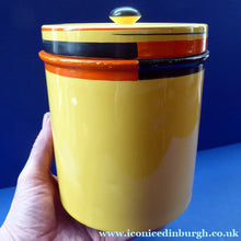 Load image into Gallery viewer, Rare Carlton Ware Large Art Deco Storage Jars 1930s Sunshine Yellow Geometic Pattern
