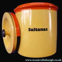 Load image into Gallery viewer, Rare Carlton Ware Large Art Deco Storage Jars 1930s Sunshine Yellow Geometic Pattern

