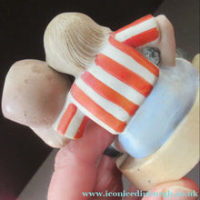 Load image into Gallery viewer, Antique Porcelain Match Holder &amp; Striker by Schafer &amp; Vater. FOOTBALLER HOLDING A FOOTBALL
