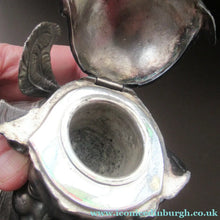Load image into Gallery viewer, Antique Silver Plate Inkwell. Young Austrian Boy Wearing a Hat with Large Feather  
