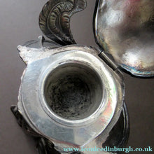 Load image into Gallery viewer, Antique Silver Plate Inkwell. Young Austrian Boy Wearing a Hat with Large Feather  
