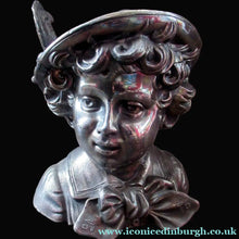 Load image into Gallery viewer, Antique Silver Plate Inkwell. Young Austrian Boy Wearing a Hat with Large Feather  
