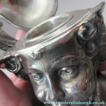 Load image into Gallery viewer, Antique Silver Plate Inkwell. Young Austrian Boy Wearing a Hat with Large Feather  
