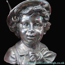 Load image into Gallery viewer, Antique Silver Plate Inkwell. Young Austrian Boy Wearing a Hat with Large Feather  
