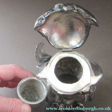 Load image into Gallery viewer, Antique Silver Plate Inkwell. Young Austrian Boy Wearing a Hat with Large Feather  
