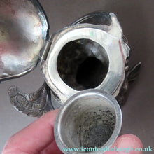 Load image into Gallery viewer, Antique Silver Plate Inkwell. Young Austrian Boy Wearing a Hat with Large Feather  
