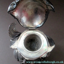 Load image into Gallery viewer, Antique Silver Plate Inkwell. Young Austrian Boy Wearing a Hat with Large Feather  
