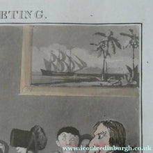 Load image into Gallery viewer, Extremely Rare GEORGIAN Print Entitled "A Missionary Society Meeting". Published 1826
