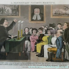 Load image into Gallery viewer, Extremely Rare GEORGIAN Print Entitled "A Missionary Society Meeting". Published 1826
