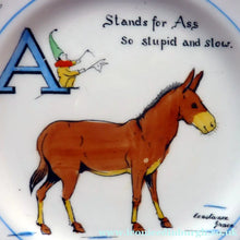 Load image into Gallery viewer, Extremely Rare Paragon Child's Tea or Side Plate. Animal Alphabet Series. "A" stands for Ass

