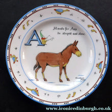 Load image into Gallery viewer, Extremely Rare Paragon Child's Tea or Side Plate. Animal Alphabet Series. "A" stands for Ass

