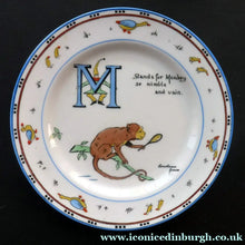 Load image into Gallery viewer, Extremely Rare Paragon Child's Tea or Side Plate. Animal Alphabet Series. "M" stands for Monkey
