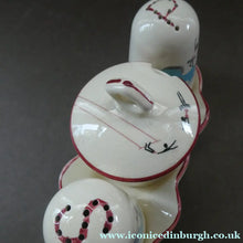 Load image into Gallery viewer, Fabulous 1950s Beswick CIRCUS PATTERN Ceramic Cruet Set and Stand
