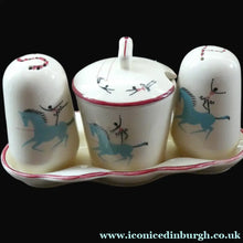 Load image into Gallery viewer, Fabulous 1950s Beswick CIRCUS PATTERN Ceramic Cruet Set and Stand
