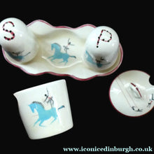 Load image into Gallery viewer, Fabulous 1950s Beswick CIRCUS PATTERN Ceramic Cruet Set and Stand
