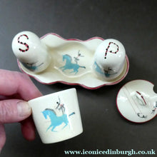 Load image into Gallery viewer, Fabulous 1950s Beswick CIRCUS PATTERN Ceramic Cruet Set and Stand - British Ceramics

